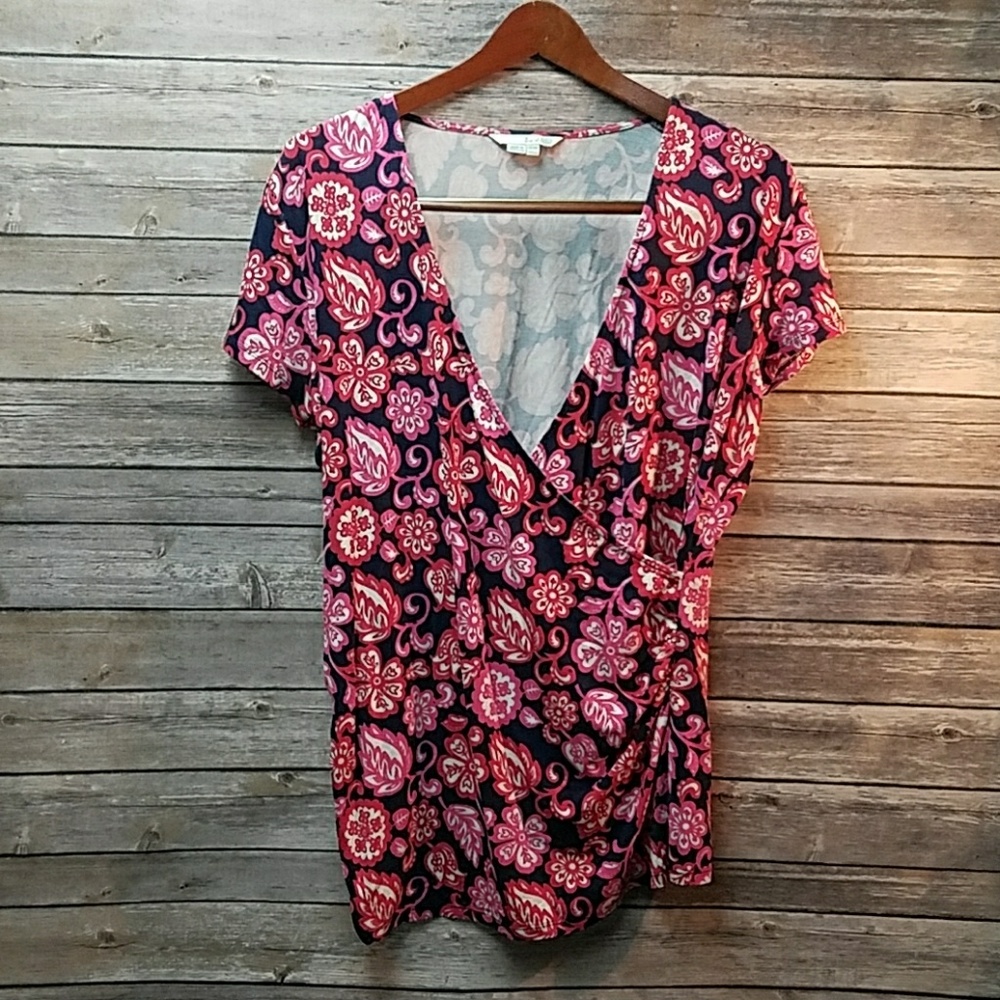 Boden faux wrap knit stretch shirt 16R